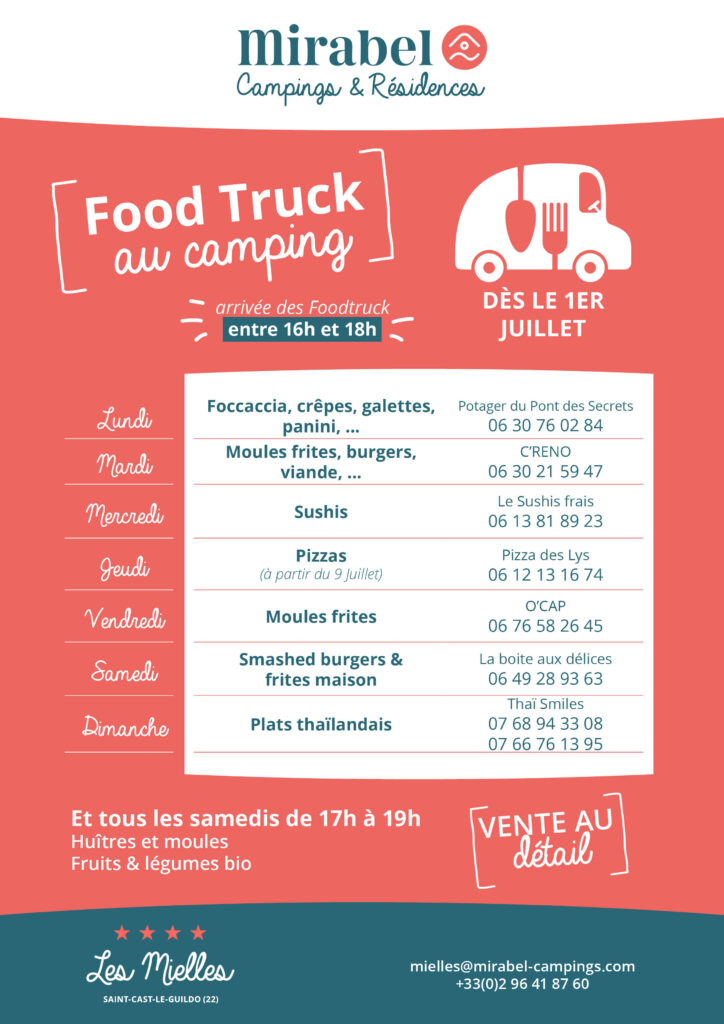 food truck au camping les mielles en juillet et août