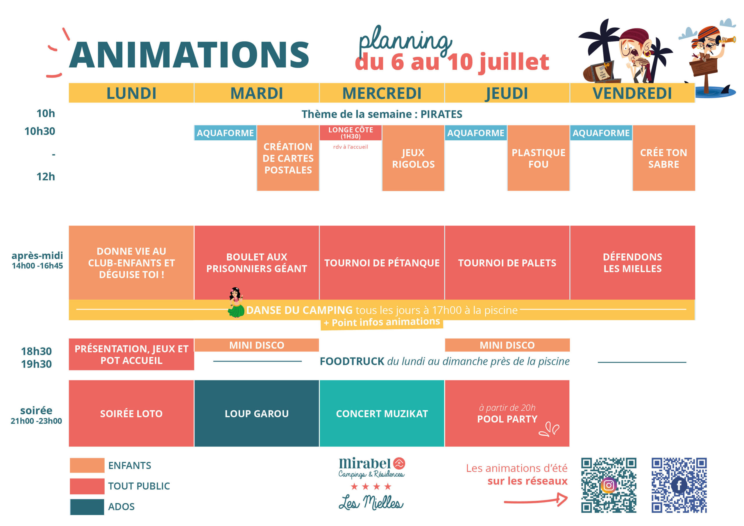 planning d'animation de l'été 2026 aux Mielles